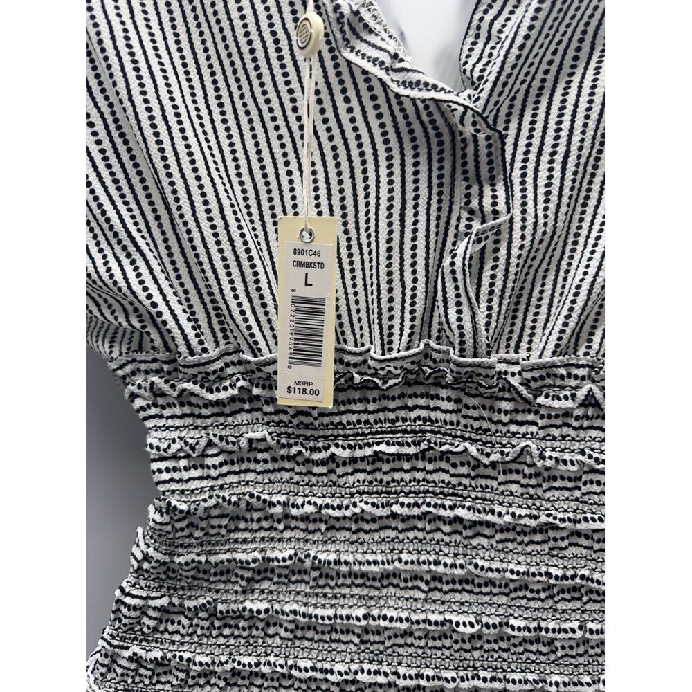 Max Studio NWT Smocked Waist Surplice Neck Wide Leg Crepe Jumpsuit Black Multi - Picture 6 of 11